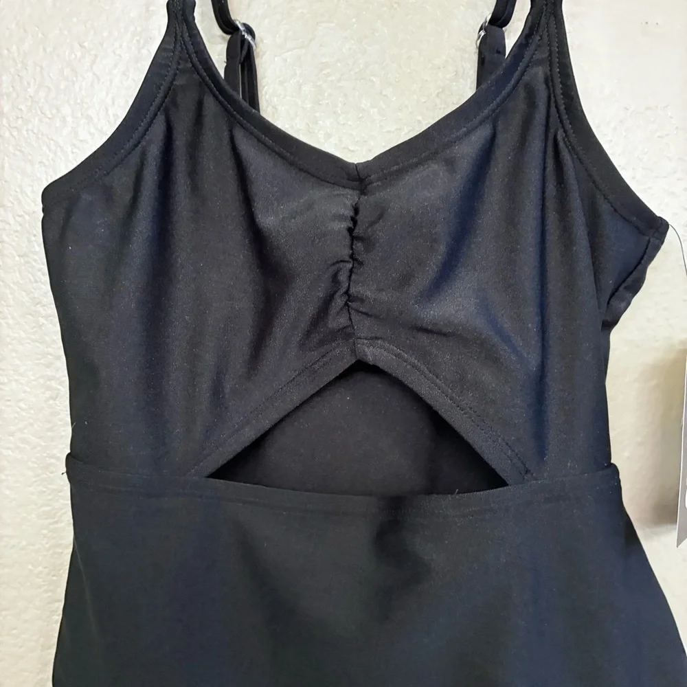 Art Class Girls Black Ruching Cutout Detail One Piece Swimsuit Size 8